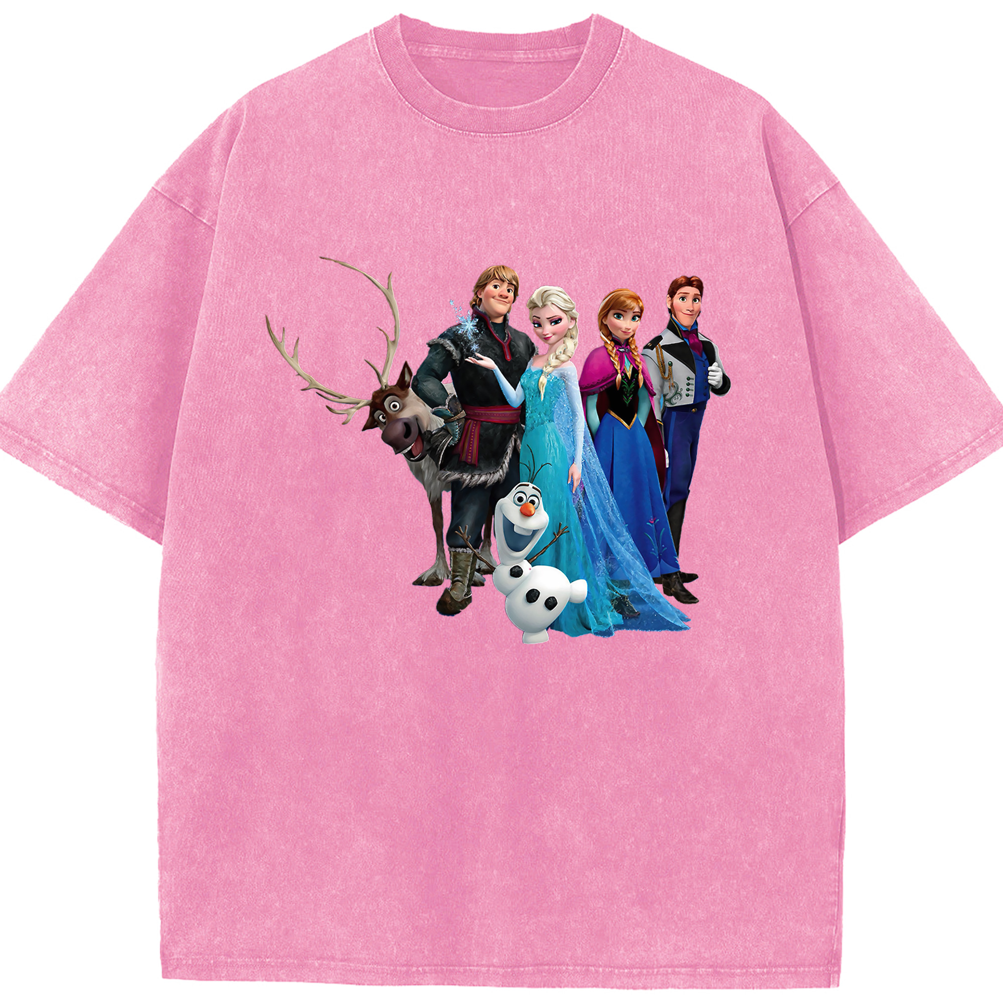 （画像用） アナと雪の女王 アンナ エルサ Frozen Anna Elsa 綿100% ヴィンテージ風 半袖Tシャツ（フロントプリント）